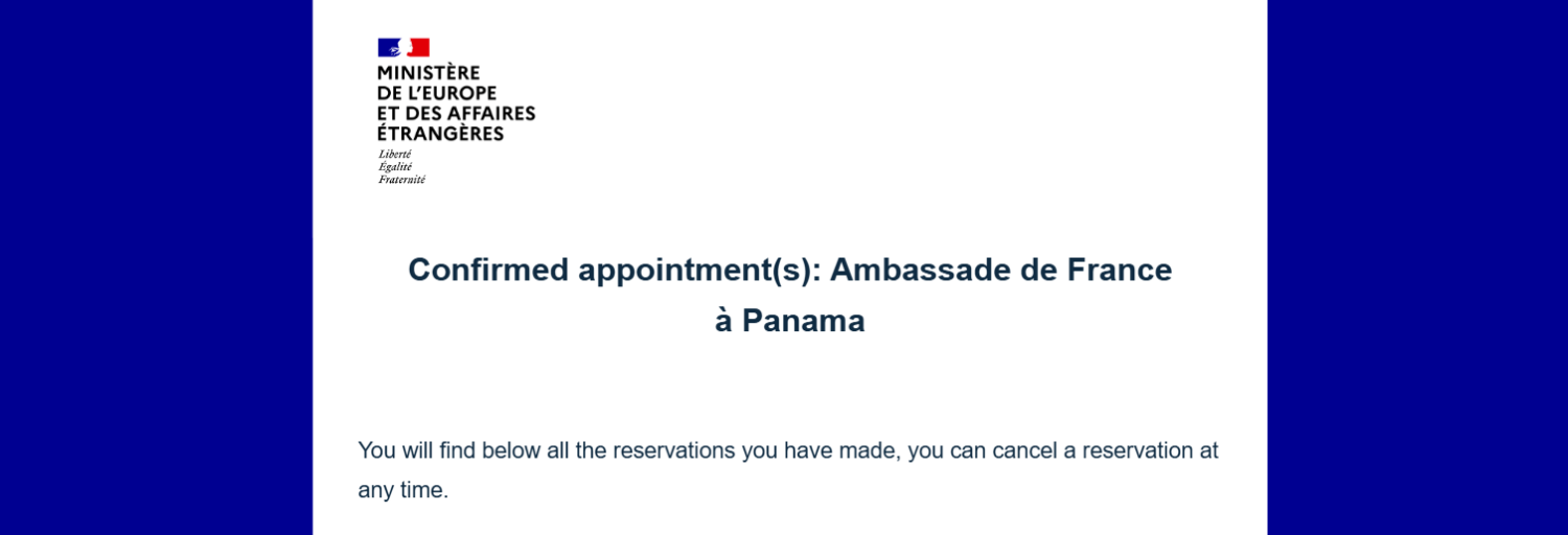 French visa appointment confirmation notification