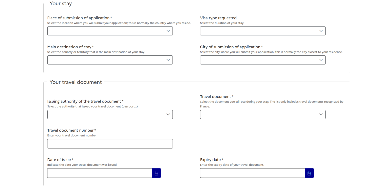 application form for french visa